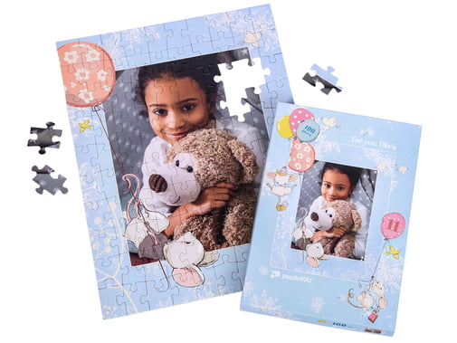 Puzzle fotográfico montado de 100 peças com caixa do puzzle