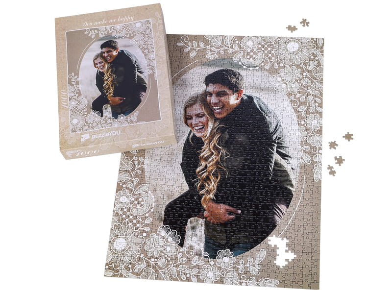 Puzzle fotográfico montado de 1000 peças com caixa do puzzle