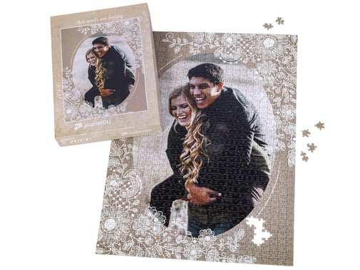 Puzzle fotográfico montado de 1000 peças com caixa do puzzle