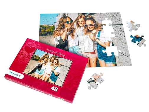 Puzzle fotográfico montado de 48 peças com caixa do puzzle