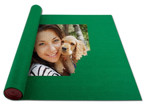 Tapete para puzzle, tubo para puzzle e fitas com fecho de velcro